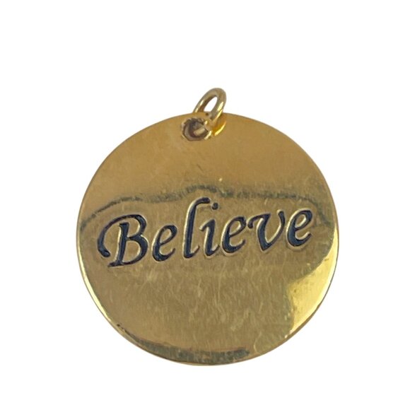 Avon Celtic Gold-Tone "Believe" & "Croire" Inspirational Round Pendant Charm - Picture 1 of 5